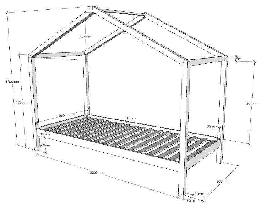 Pat cu perdele DALLAS 90X200CM / Natural - Vipack - PARIS14A.RO