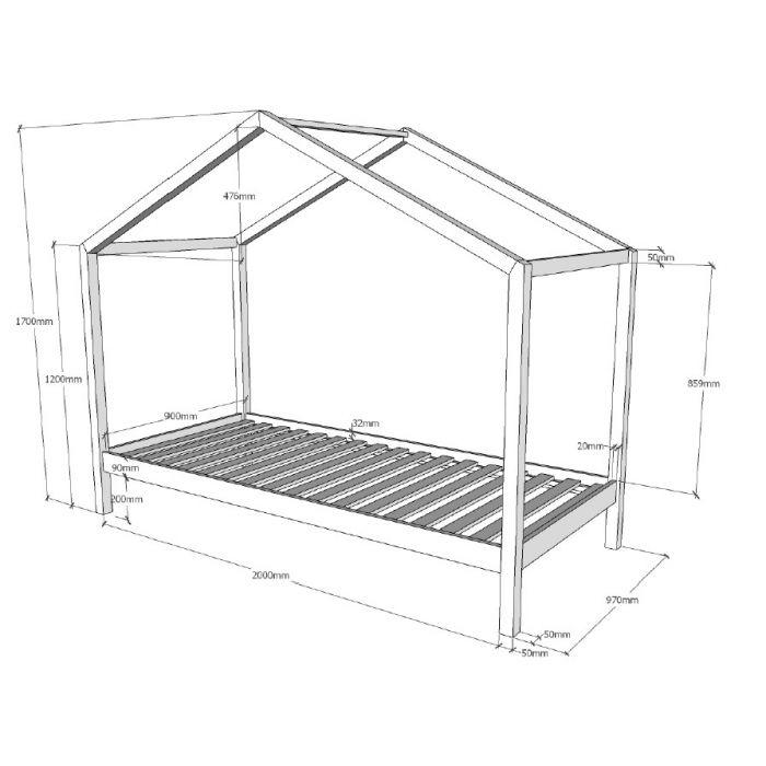 Pat cu saltea DALLAS 90X200CM / Natural - Vipack - PARIS14A.RO