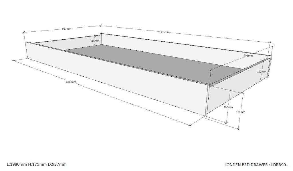 Pat cu sertar antracit LONDON 90x200cm - Vipack - PARIS14A.RO