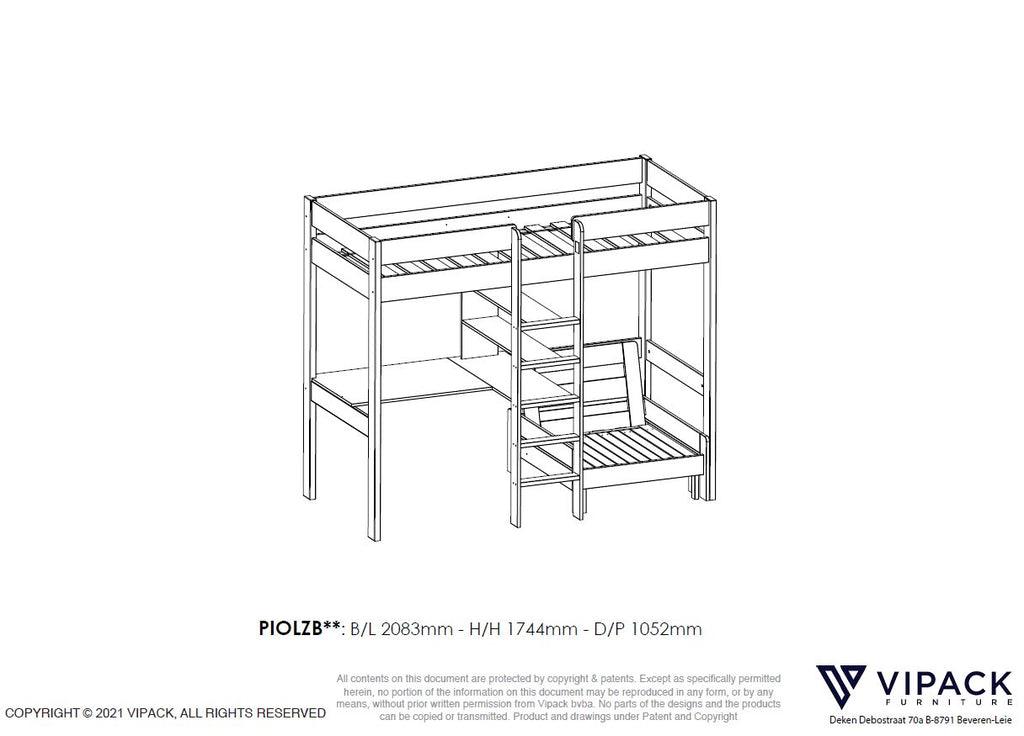 Pat inalt cu canapea extensibila PINO - Vipack - PARIS14A.RO