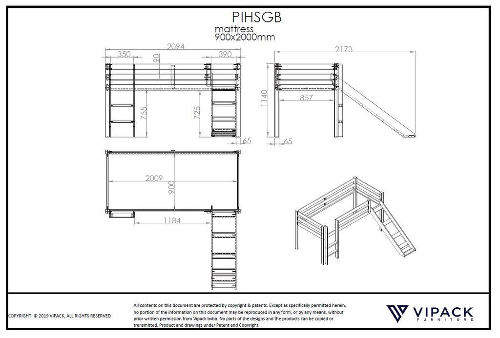 Pat inalt cu scara si tobogan PINO - Vipack - PARIS14A.RO