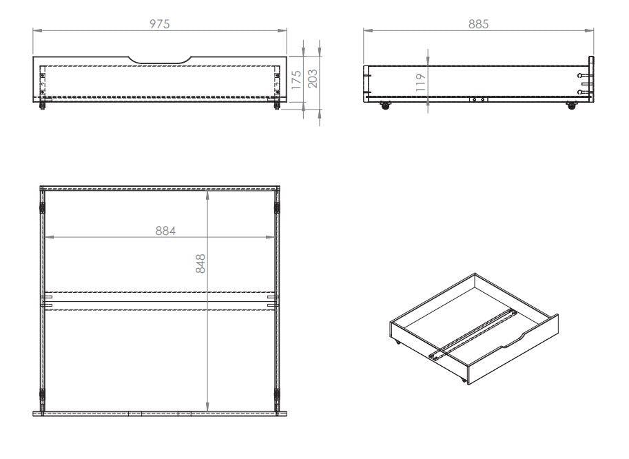 Pat supraetajat cu 2 sertare albe PINO / inaltime 160 cm - Vipack - PARIS14A.RO