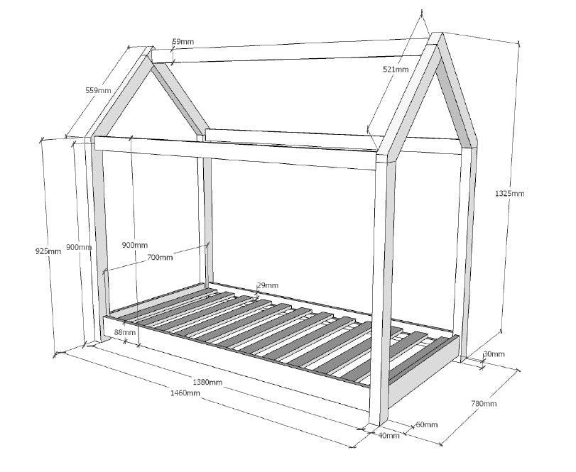 Pat tip casuta CABANE 70X140CM / Alb - Vipack - PARIS14A.RO