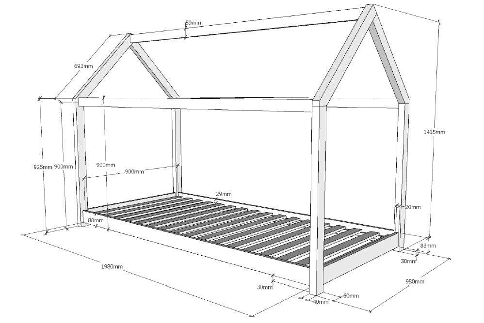 Pat tip casuta CABANE 90X200CM / Alb - Vipack - PARIS14A.RO