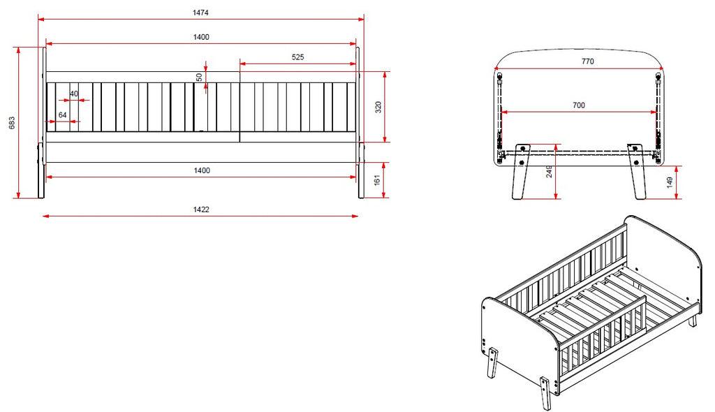 Patut cu cu sertar KIDDY 70x140cm - Vipack - PARIS14A.RO