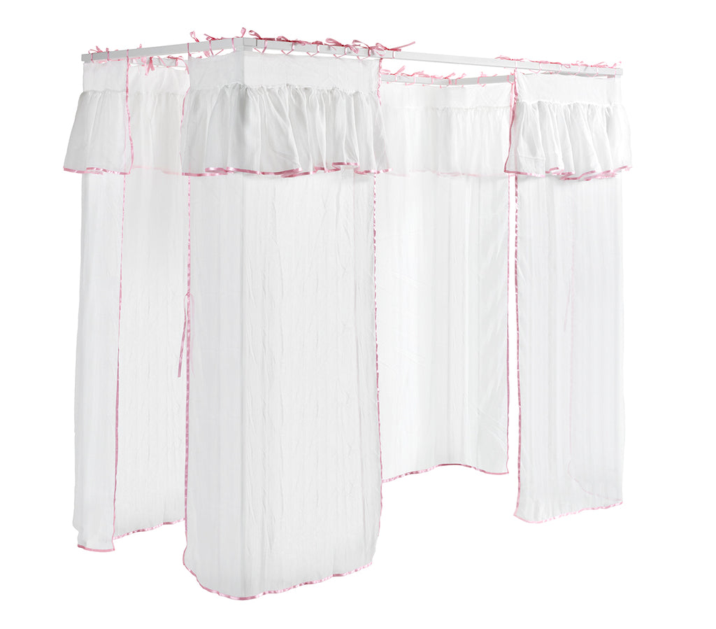 Pat cu baldachin alb si material textil PINO / 90 x 200 cm - Vipack
