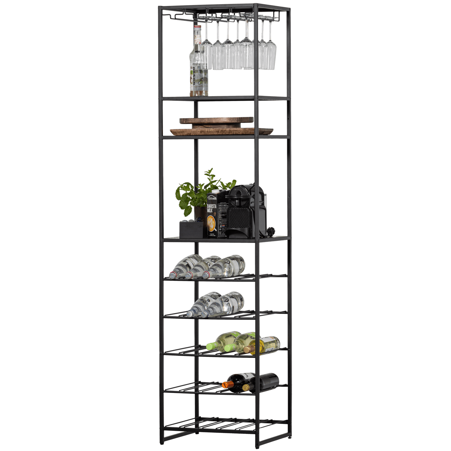 REESE MULTIPURPOSE WINE/BEVERAGE RACK METAL BLACK - PARIS14A.RO