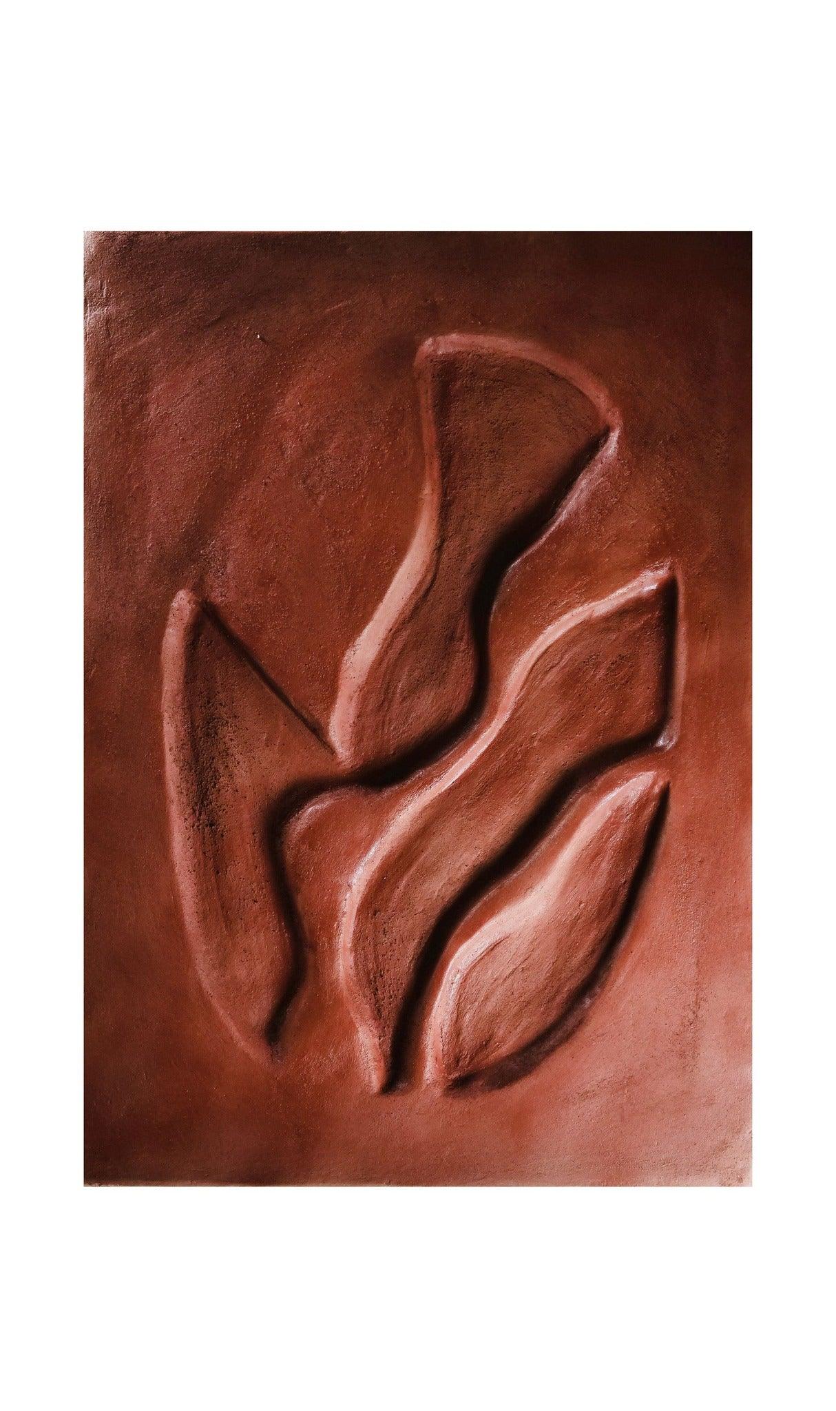 La terre seche, tablou sculptural, in relief, din ipsos și nisip. Atelier Lerevie - PARIS14A.RO