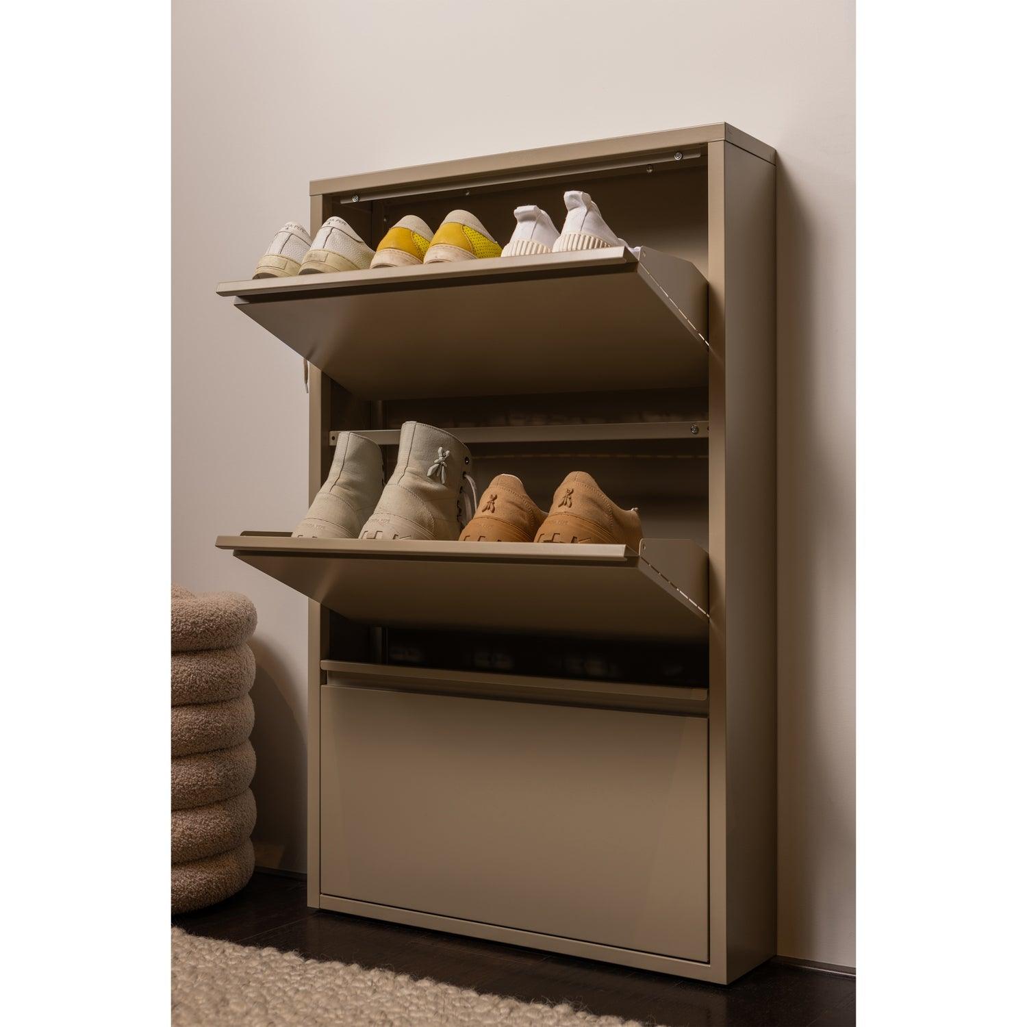 SABINE 3-COMPARTMENT SHOE CABINET METAL SAND - PARIS14A.RO