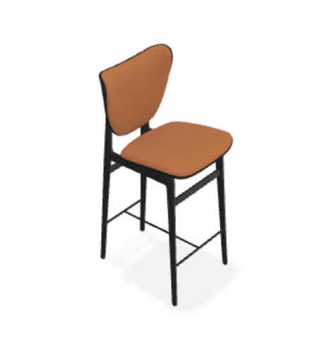 Scaun de bar Elephant din stejar cu tapiterie frontala din piele Terra - Norr11 - PARIS14A.RO