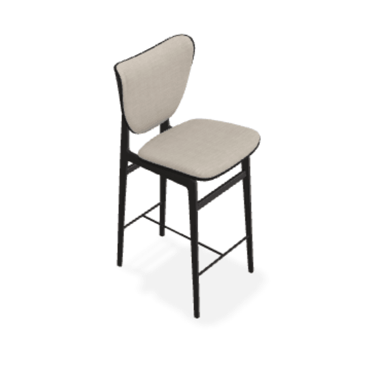 Scaun de bar Elephant din stejar cu tapiterie frontala din tesatura Fiord - Norr11 - PARIS14A.RO