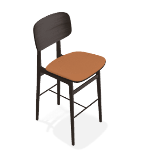 Scaun de bar NY11 din stejar cu sezut din piele Dunes - Norr11 - PARIS14A.RO