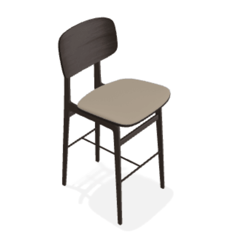 Scaun de bar NY11 din stejar cu sezut din piele Spectrum - Norr11 - PARIS14A.RO