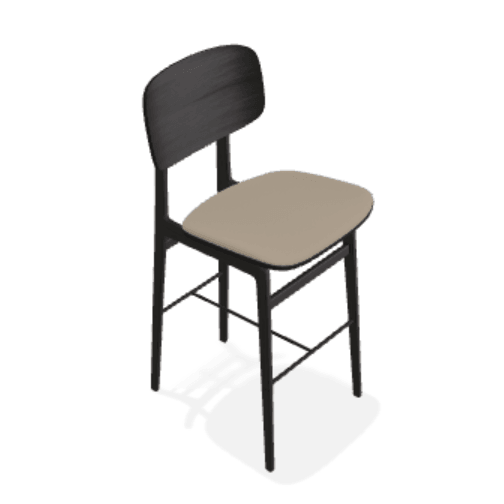 Scaun de bar NY11 din stejar cu sezut din piele Spectrum - Norr11 - PARIS14A.RO