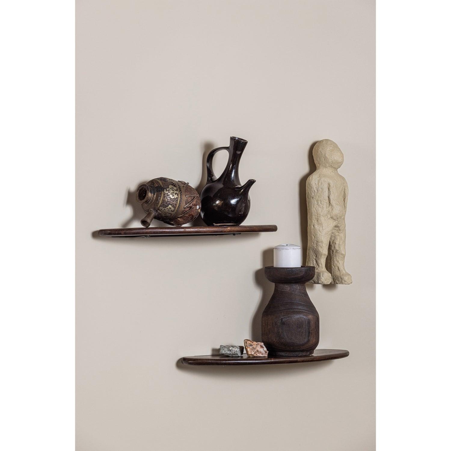 SET OF 2 - LAYER WALL SHELVES MANGO WOOD WALNUT - PARIS14A.RO
