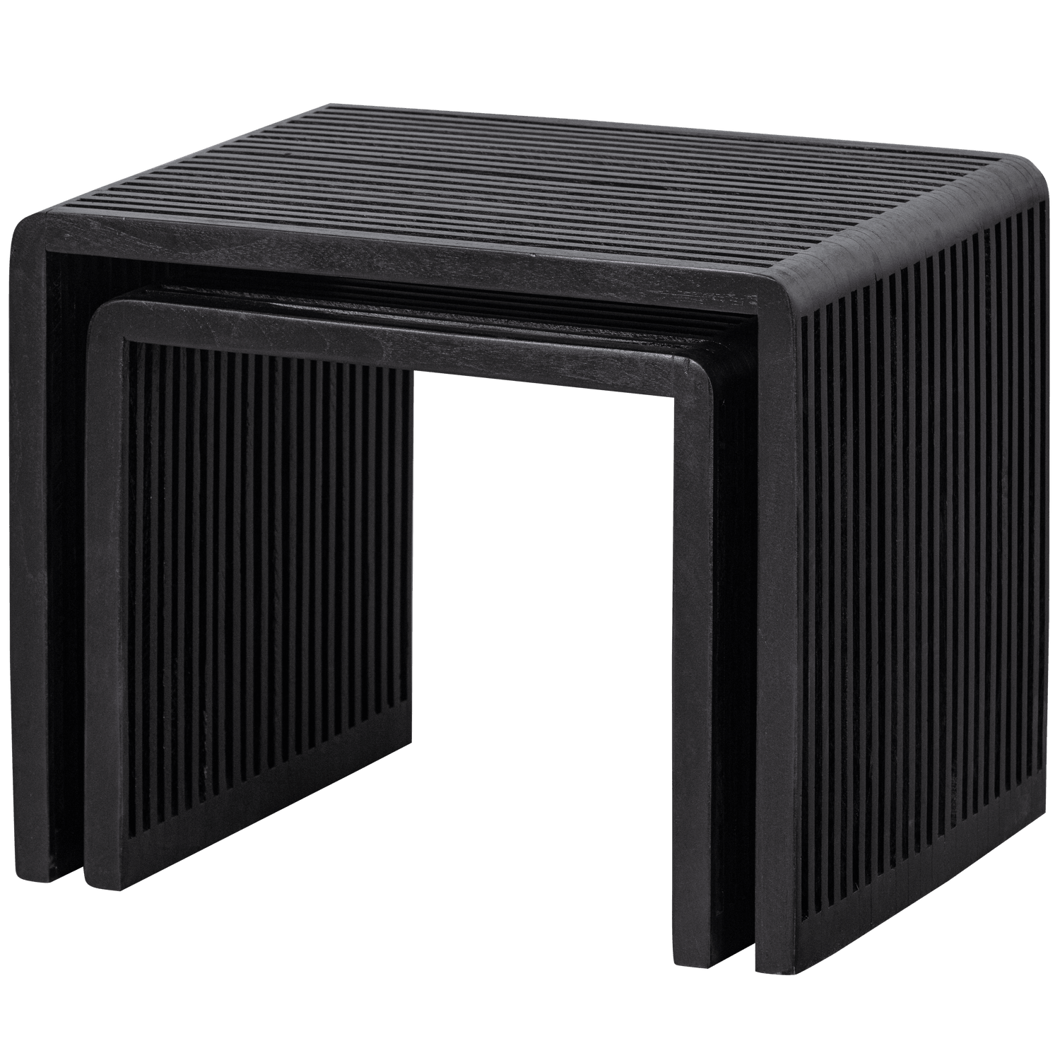 SET OF 2 - WILLA SIDETABLES RECYCLED TEAK BLACK - PARIS14A.RO