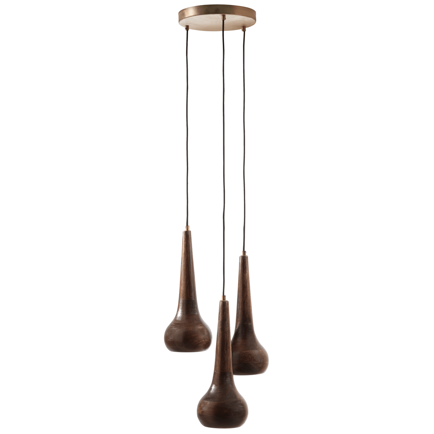 SET OF 3 - TUMBLE HANGING LAMPS WOOD WALNUT - PARIS14A.RO