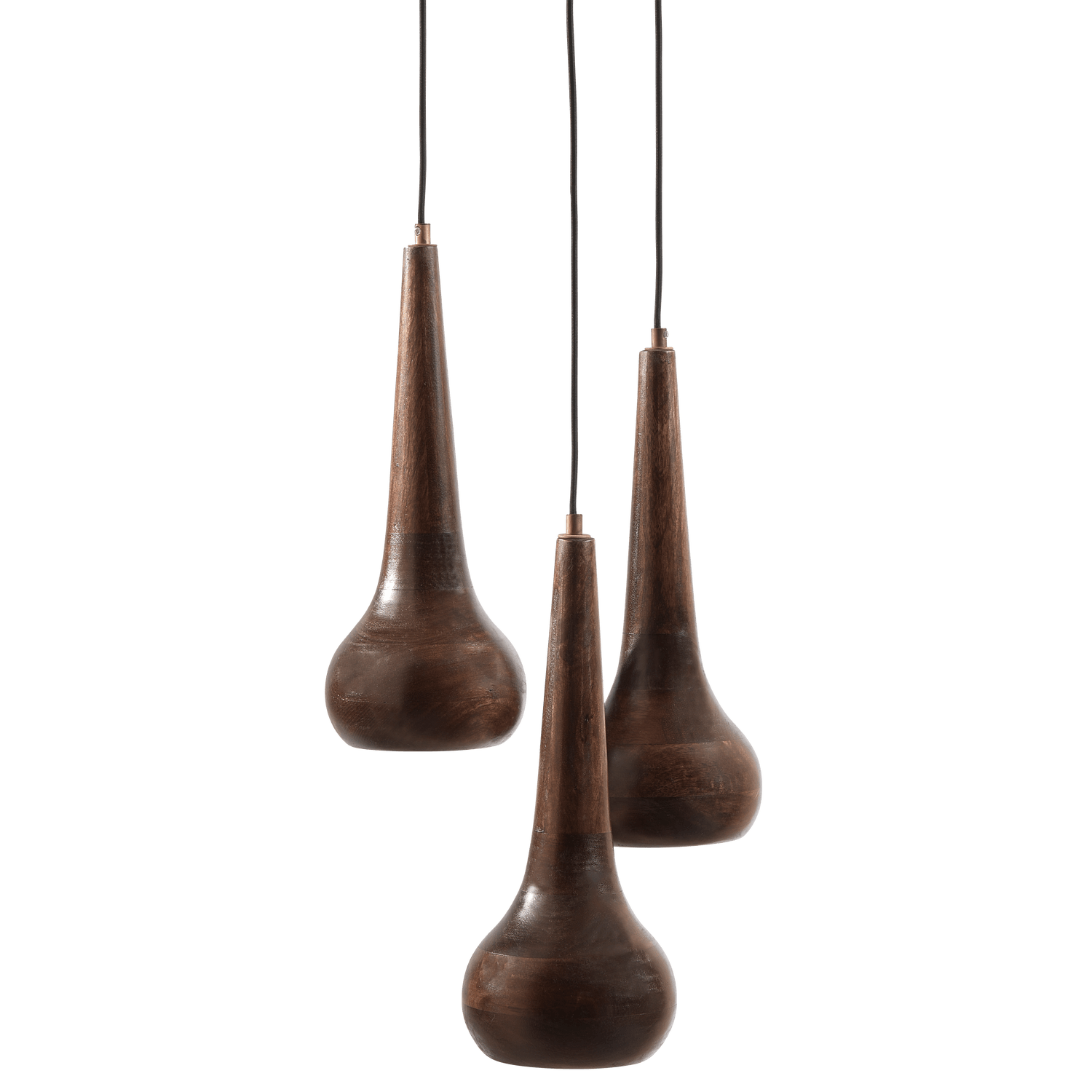 SET OF 3 - TUMBLE HANGING LAMPS WOOD WALNUT - PARIS14A.RO