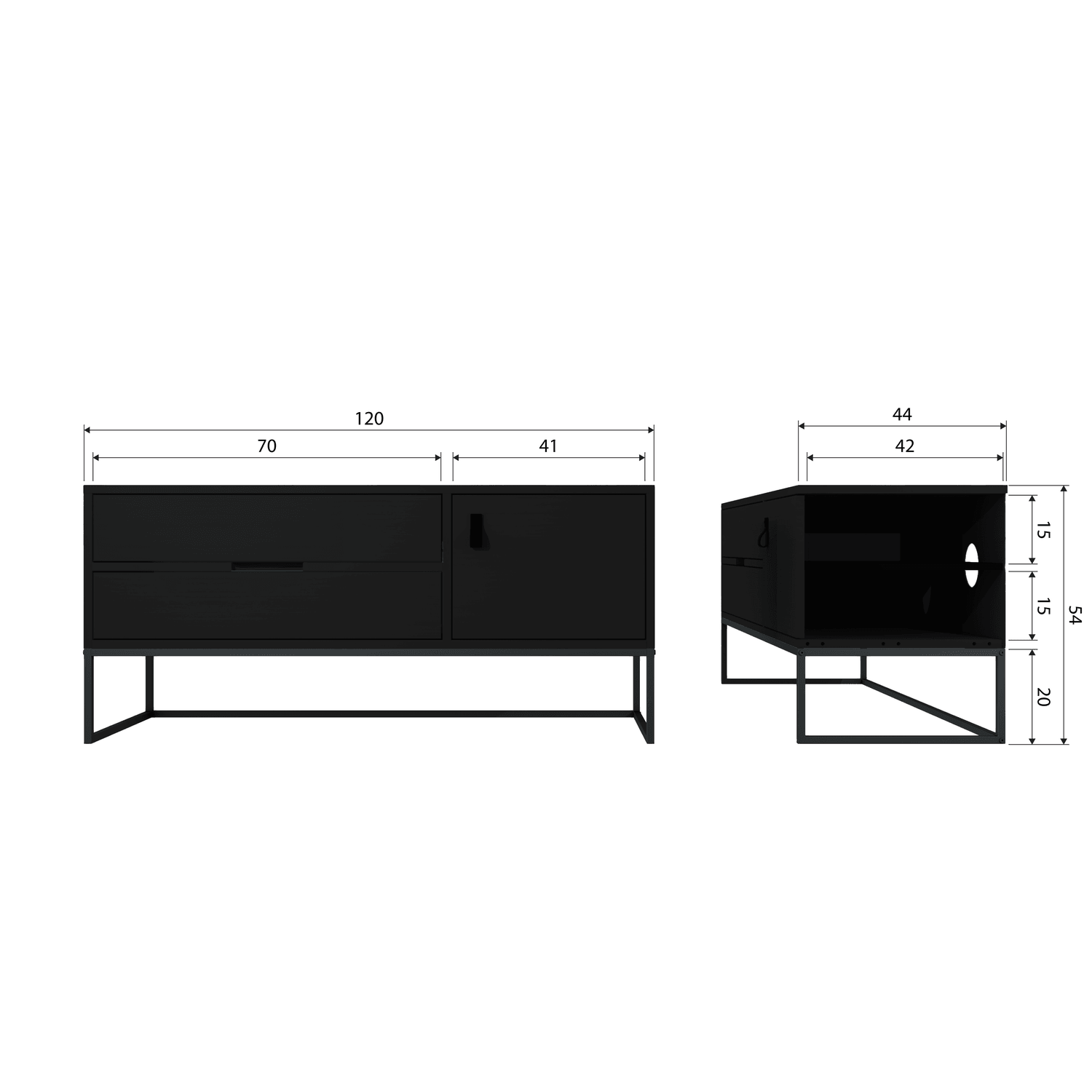 SILAS TV UNIT 120CM ASH BLACKNIGHT [fsc] - PARIS14A.RO