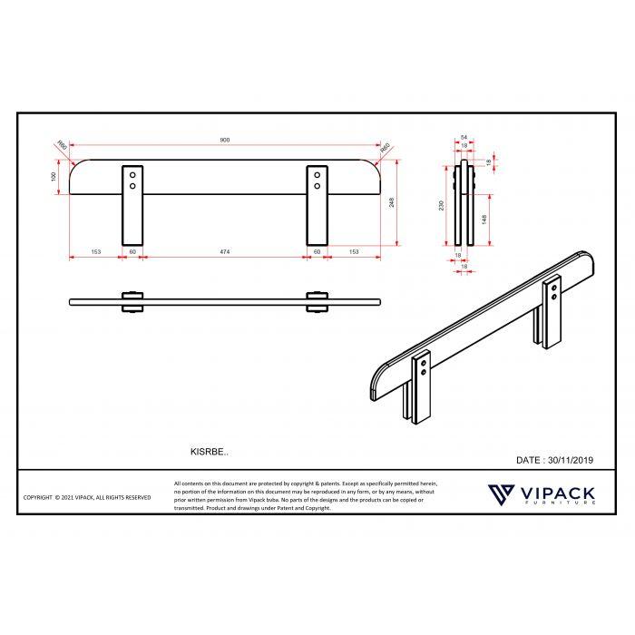 Sina de siguranta alba pentru patul KIDDY - Vipack - PARIS14A.RO