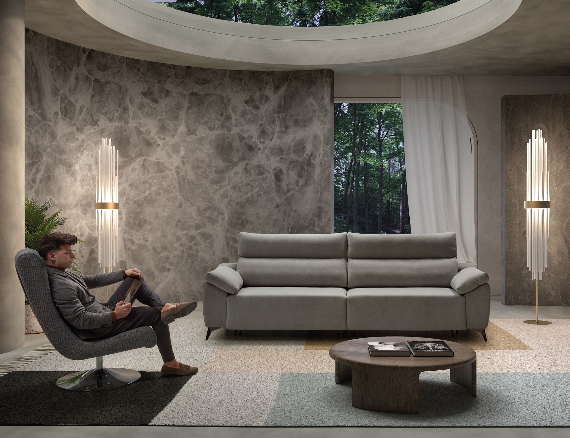ACOMODEL canapea extensibilă cu colțar Regina | textil | Bej | 294x104x159 cm