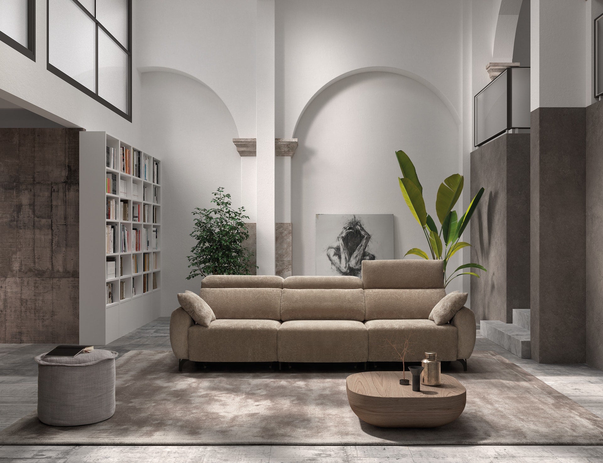 ACOMODEL canapea extensibilă cu colțar Solio | textil | Bej | 284x104x159 cm