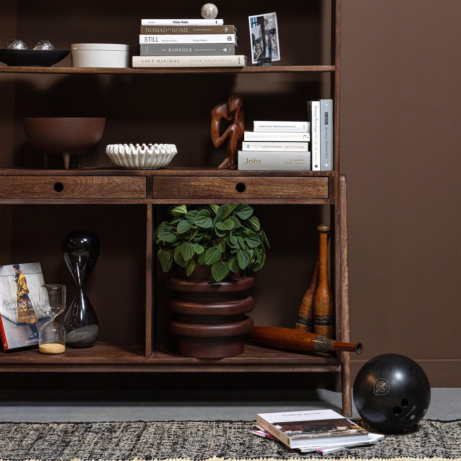 SIVIAN OPEN CABINET WITH 2 DRAWERS MANGO WOOD WALNUT - PARIS14A.RO