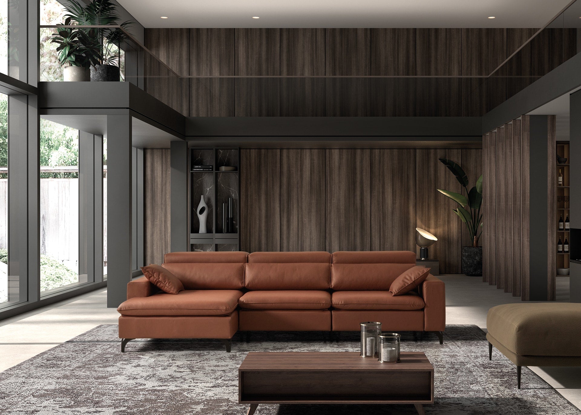 ACOMODEL canapea extensibilă cu colțar Antia | textil | Bej | 280x104x159 cm