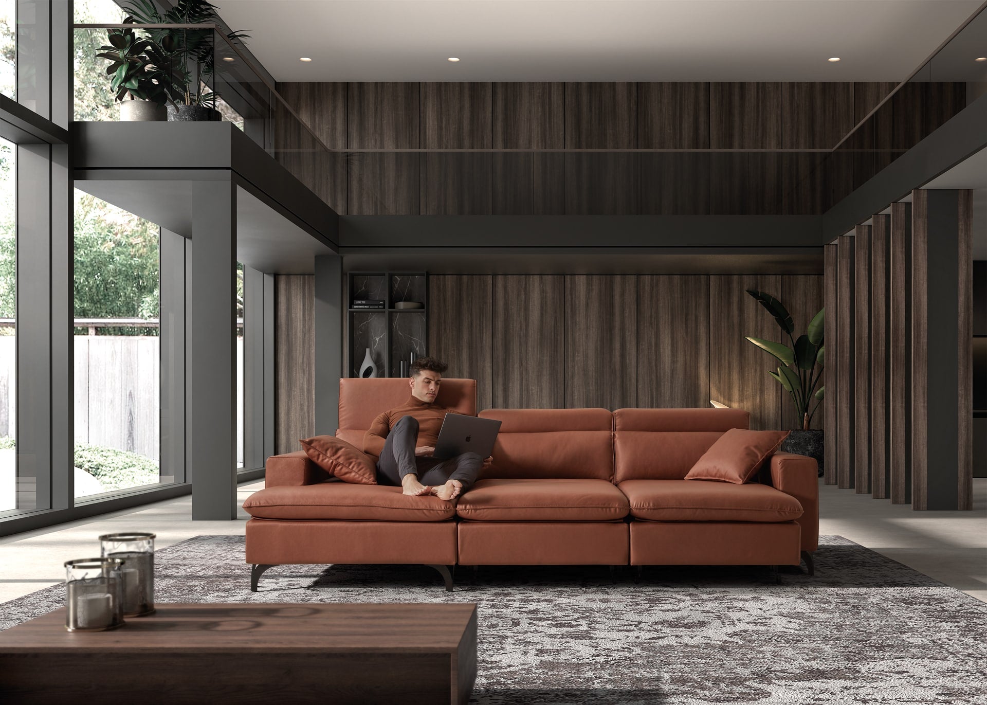 ACOMODEL canapea extensibilă cu colțar Antia | textil | Bej | 280x104x159 cm