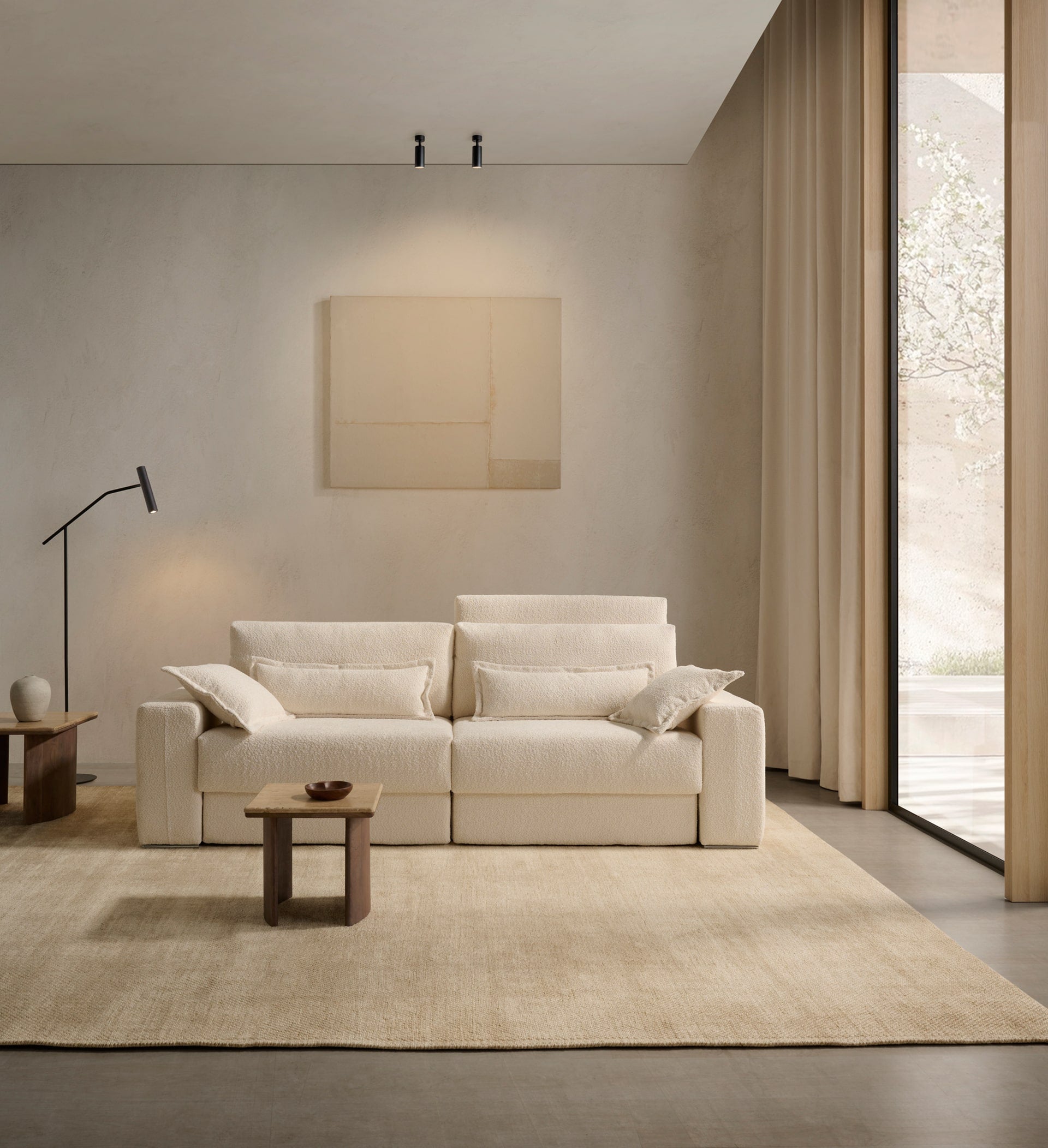 ACOMODEL canapea extensibilă Ares | textil | Bej | 254x107x159 cm