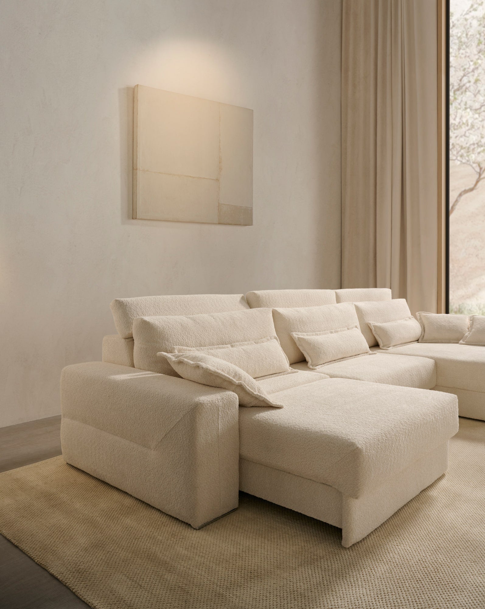 ACOMODEL canapea extensibilă Ares | textil | Bej | 254x107x159 cm