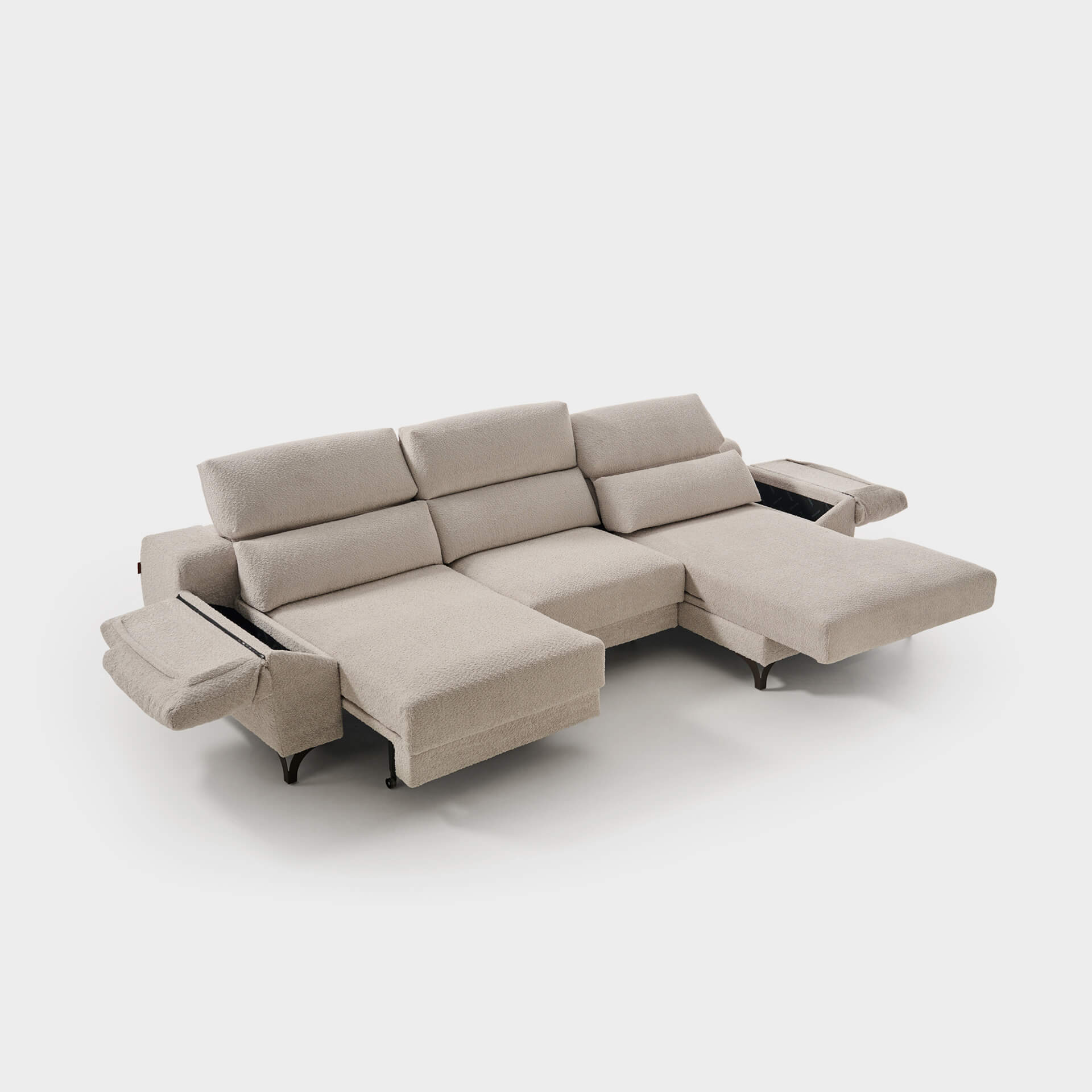 ACOMODEL canapea extensibilă cu colțar Avalon | textil | Bej | 296x104x159 cm