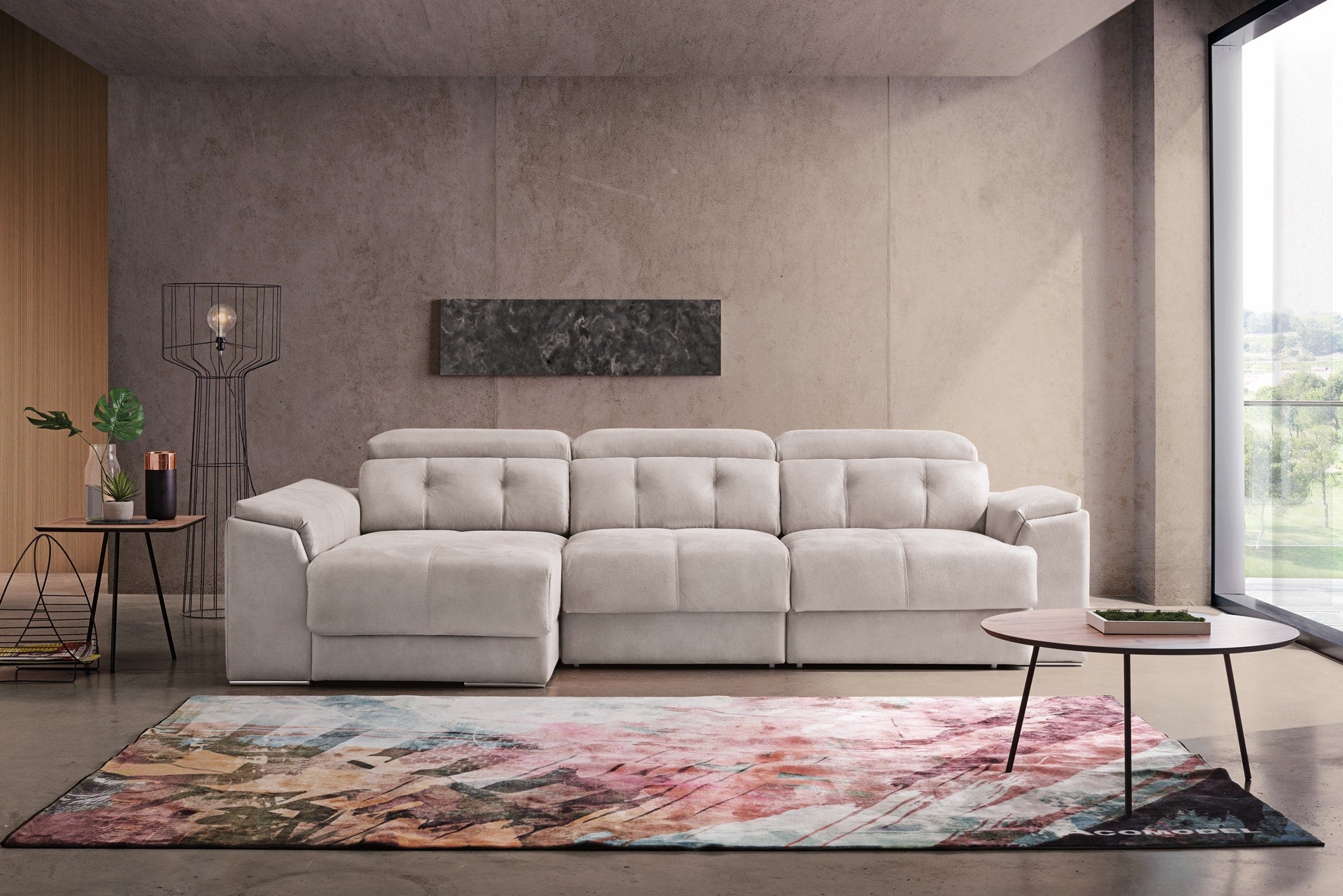 ACOMODEL canapea extensibilă cu colțar Dinamic | textil | Bej | 300x104x159 cm