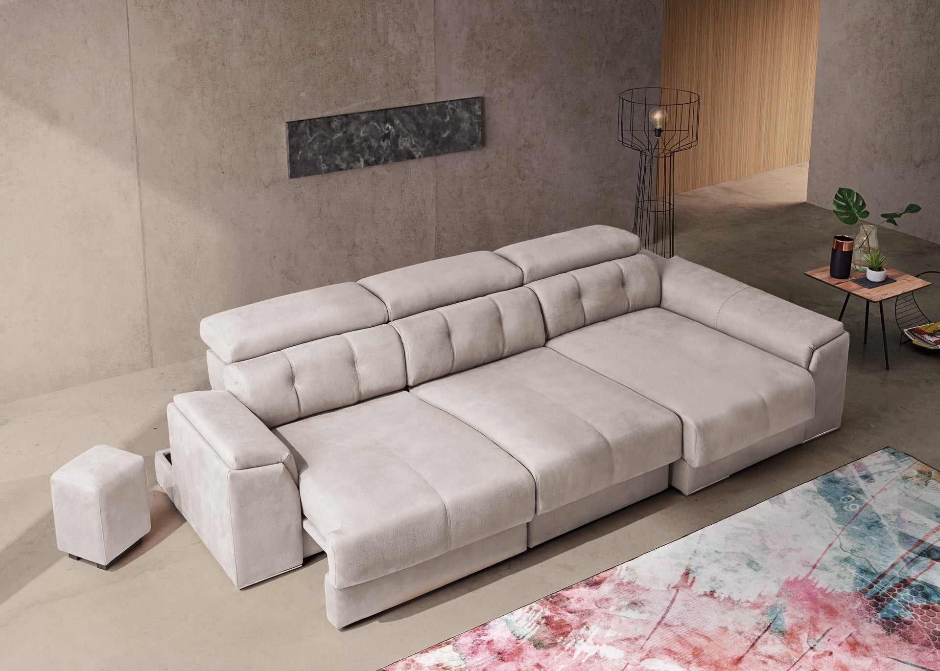 ACOMODEL canapea extensibilă cu colțar Dinamic | textil | Bej | 300x104x159 cm
