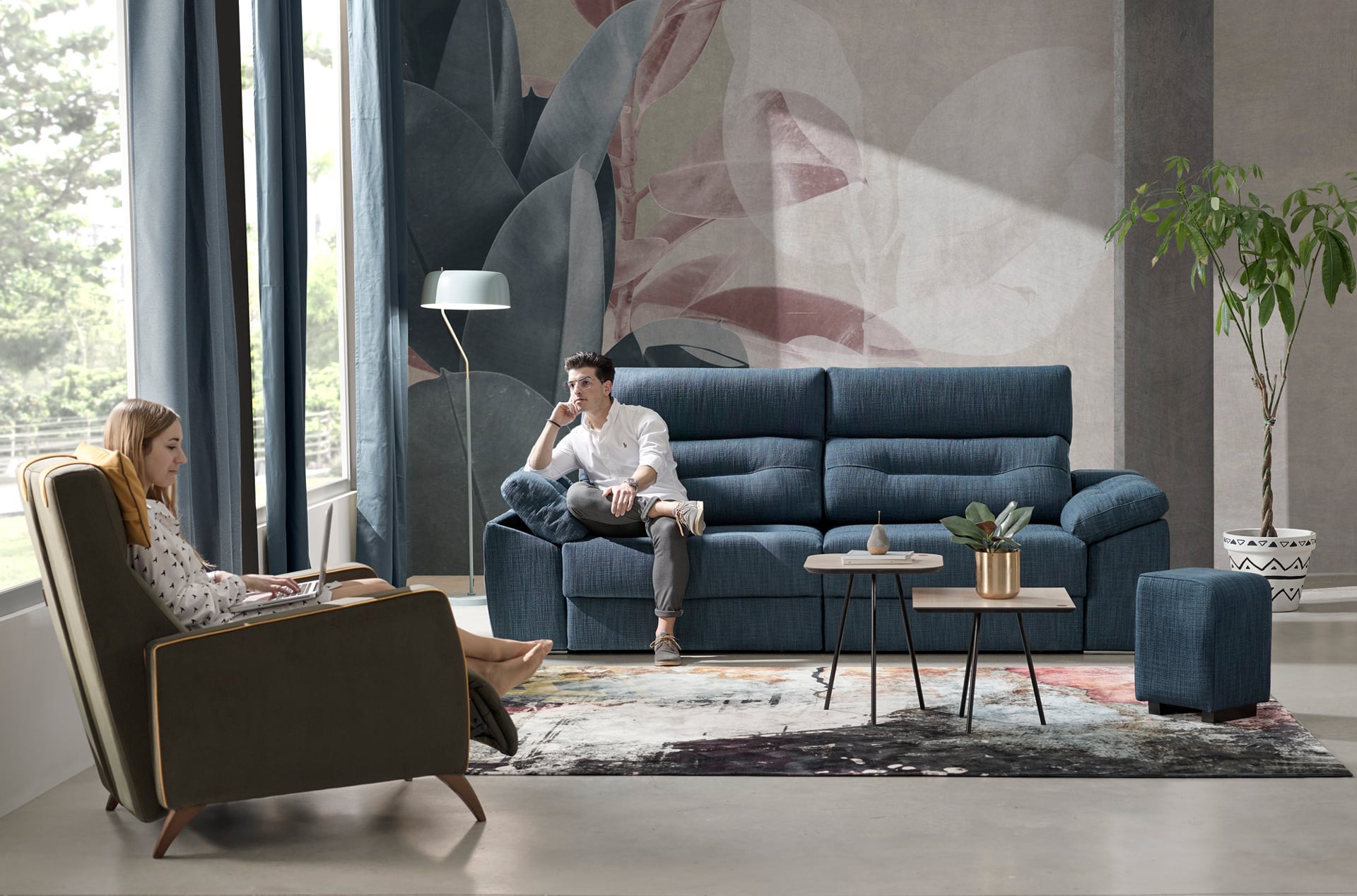 ACOMODEL canapea extensibilă Frey | textil | Bej | 254x107x159 cm