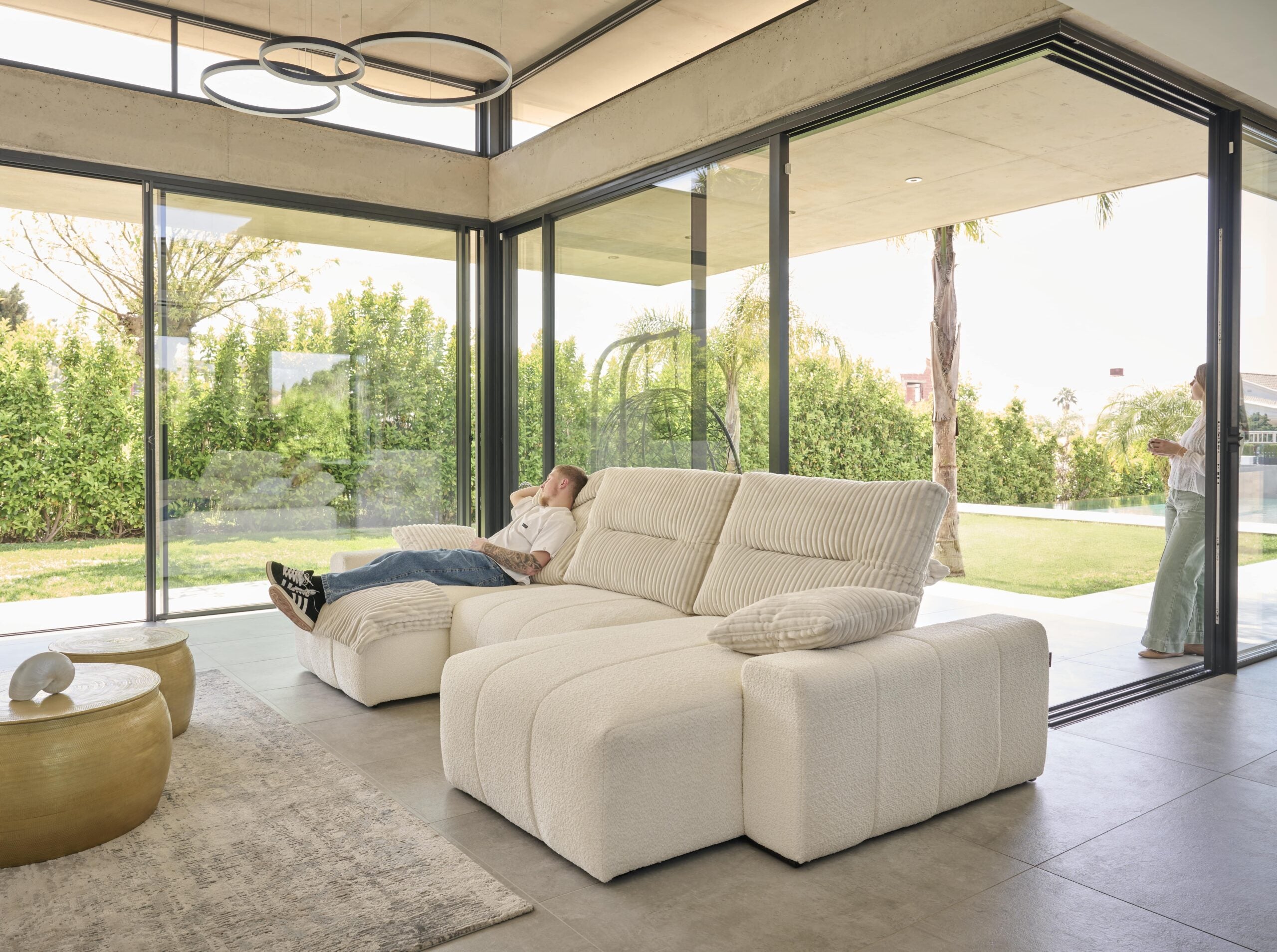 ACOMODEL canapea extensibilă cu colțar Joel | textil | Bej | 293x104x159 cm