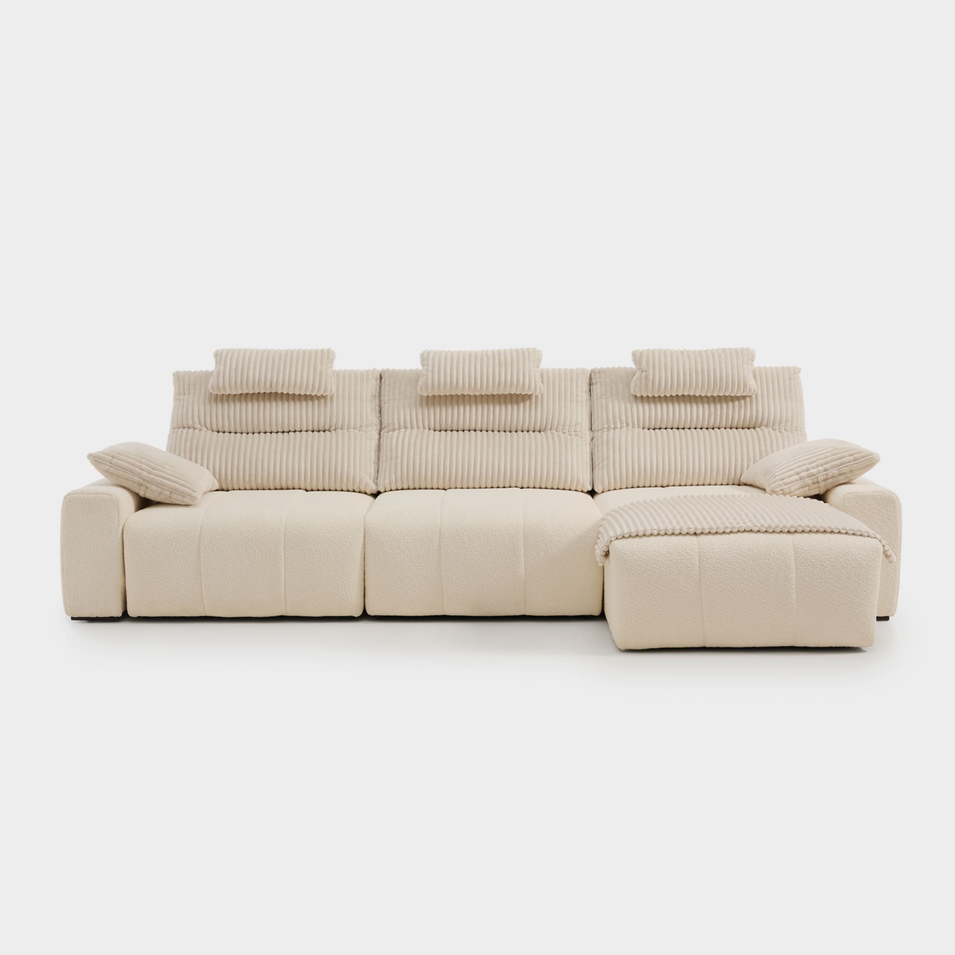 ACOMODEL canapea extensibilă cu colțar Antia | textil | Bej | 280x104x159 cm