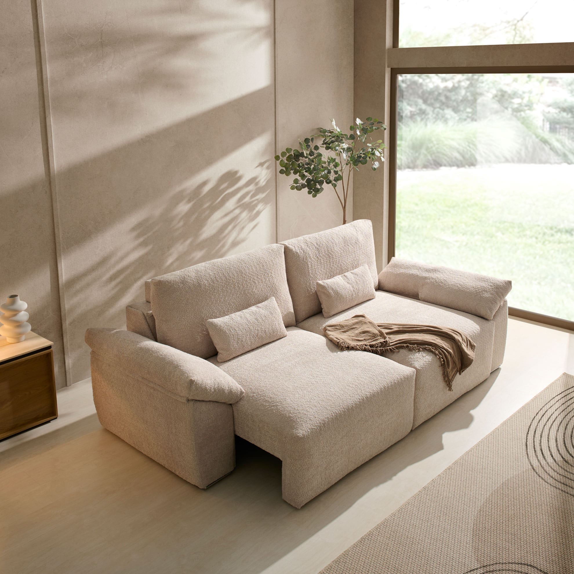 ACOMODEL canapea extensibilă Laya | textil | Bej | 260x104x159 cm