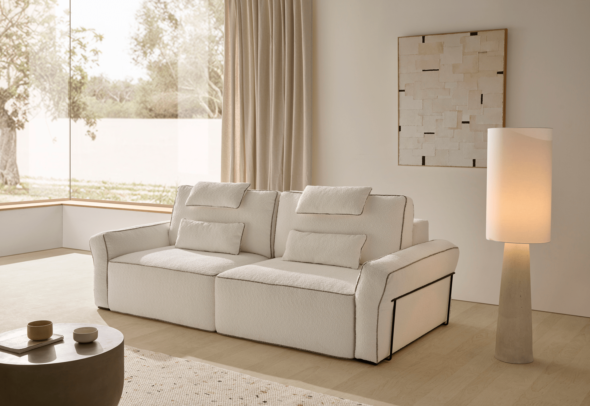 ACOMODEL canapea extensibilă Randi | textil | Bej | 250x104x159 cm