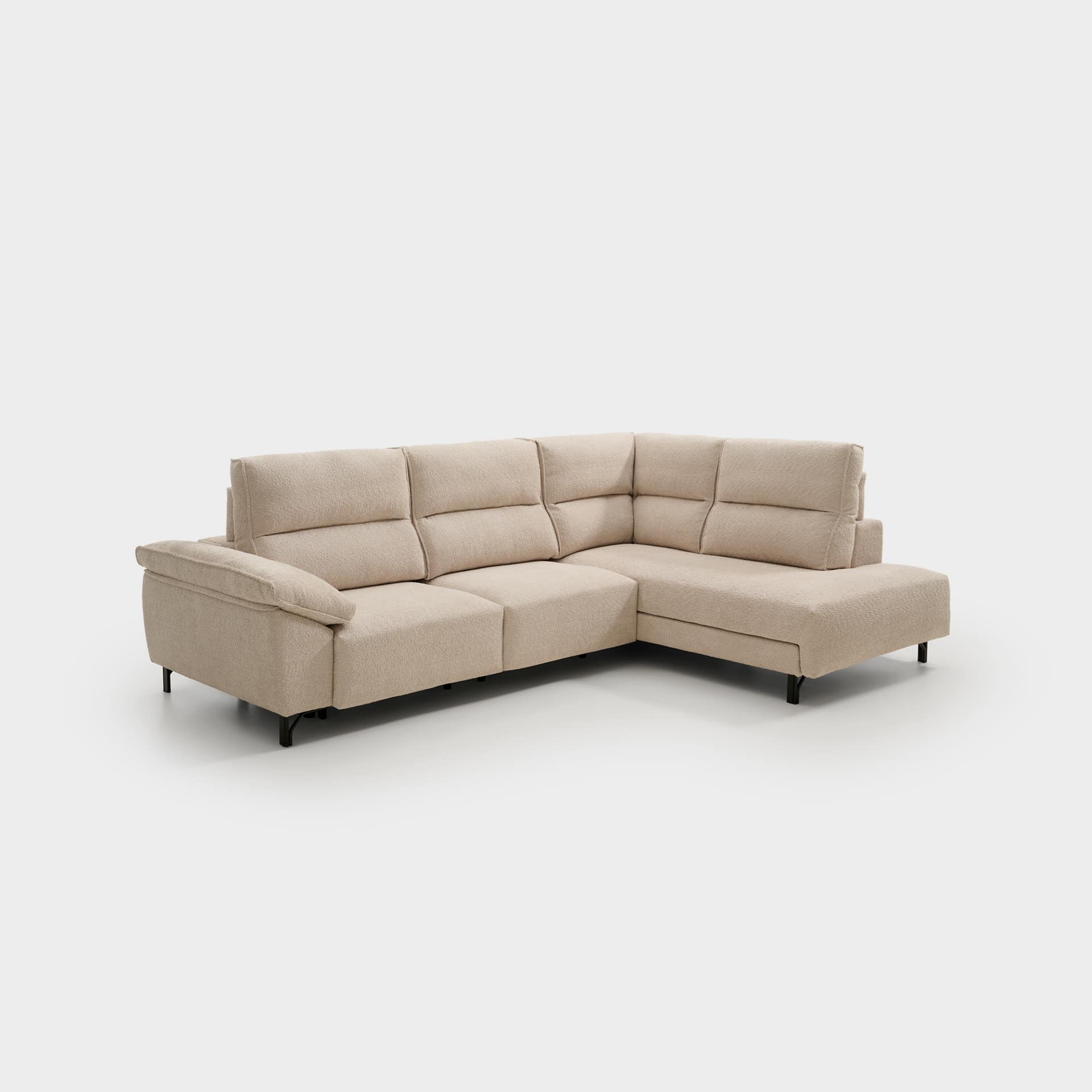 ACOMODEL canapea extensibilă cu colțar Sandro | textil | Bej | 297x104x159 cm