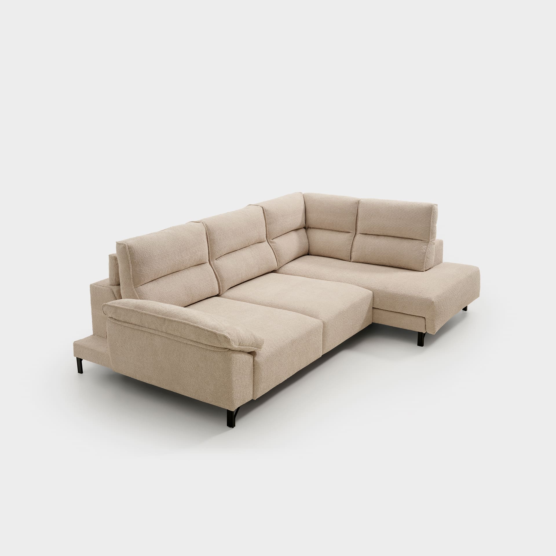 ACOMODEL canapea extensibilă cu colțar Sandro | textil | Bej | 297x104x159 cm