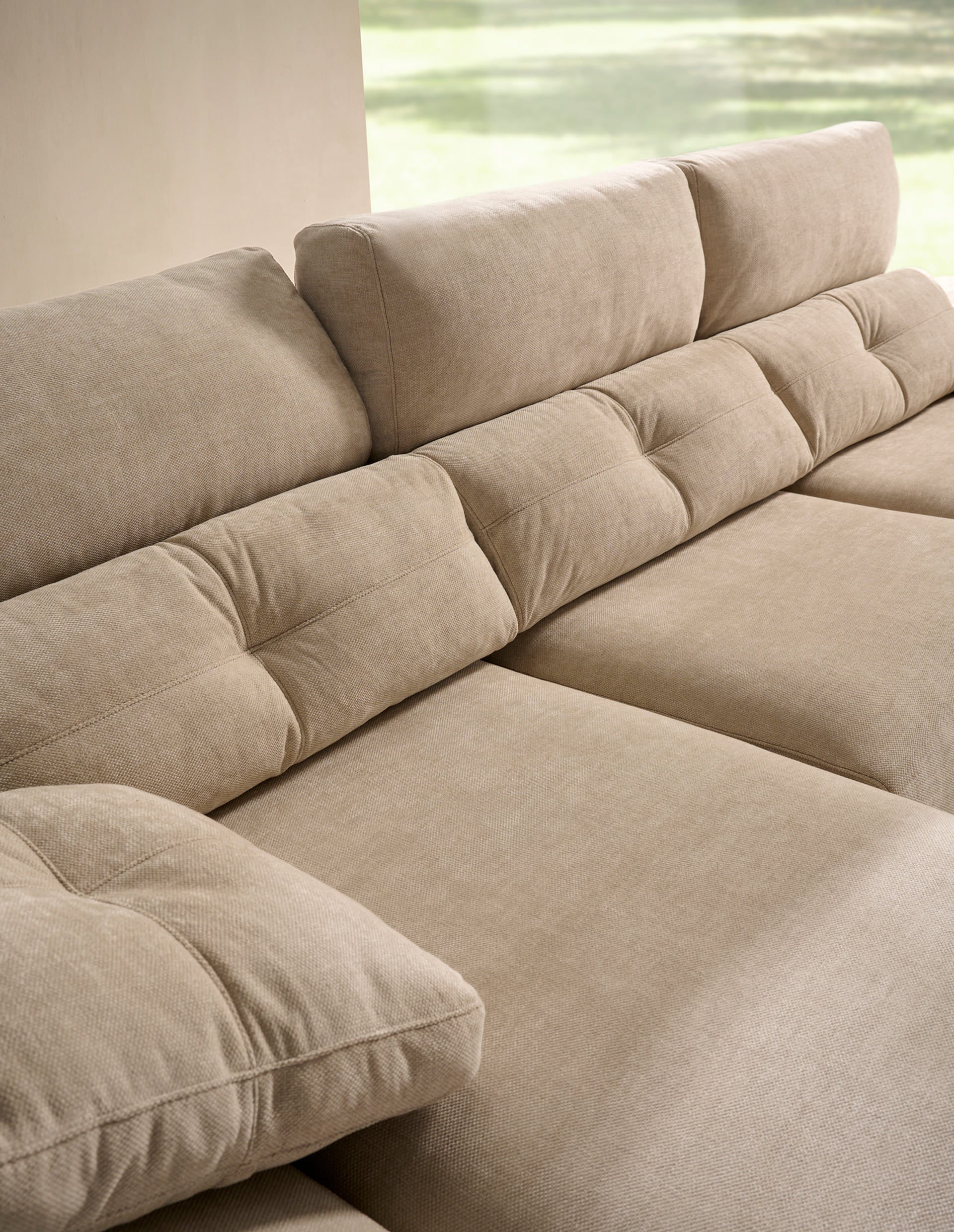 ACOMODEL canapea extensibilă cu colțar Tayla | textil | Bej | 293x104x159 cm