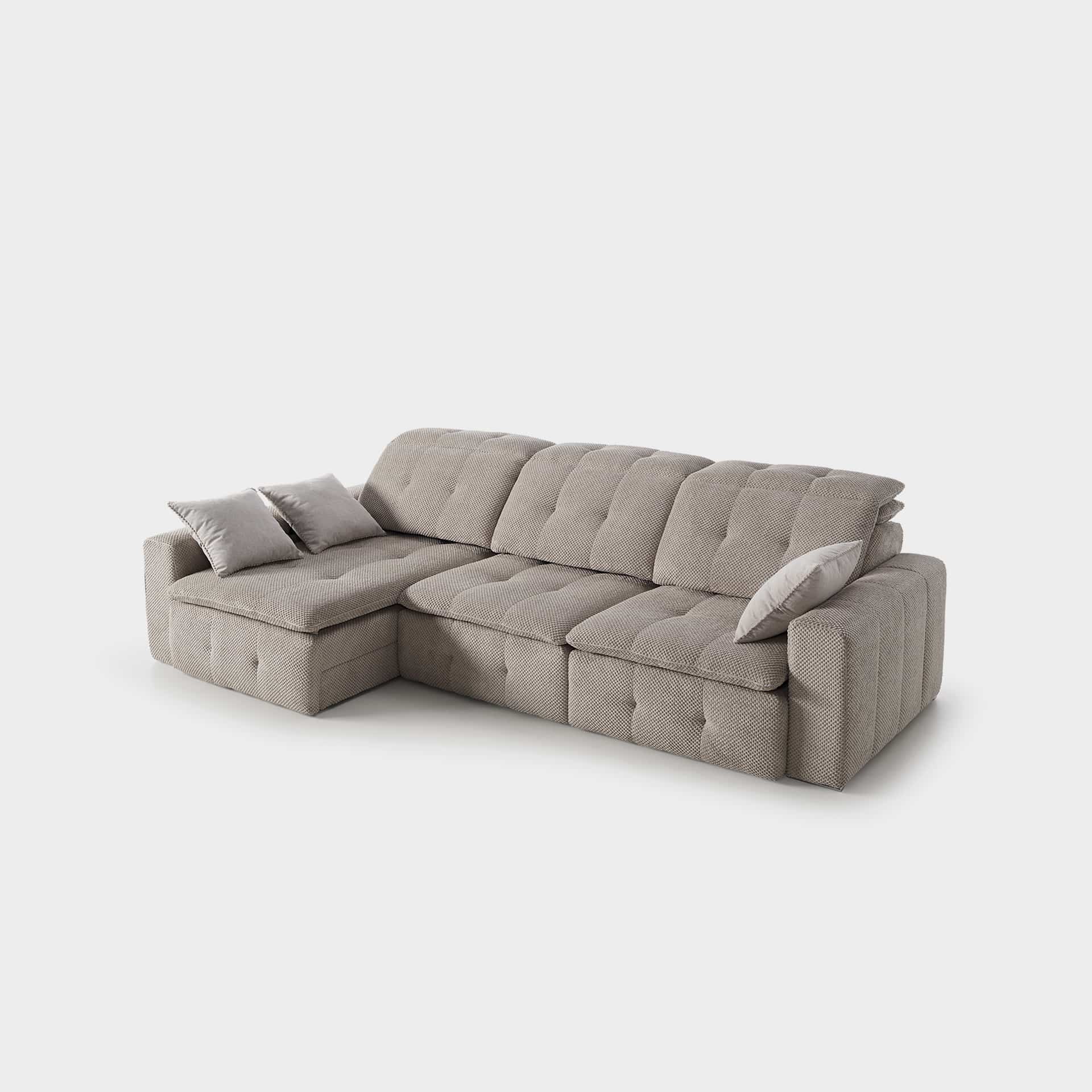 ACOMODEL canapea extensibilă cu colțar Azores | textil | Bej | 297x104x159 cm