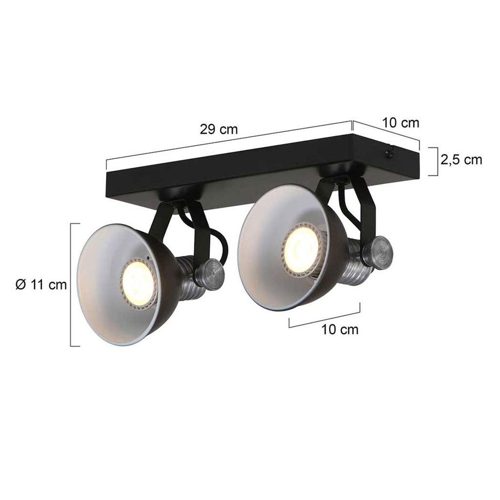 Spot dublu de perete sau tavan din seria Brooklyn LED LED, GU10, 7W, negru, Steinhauer - PARIS14A.RO