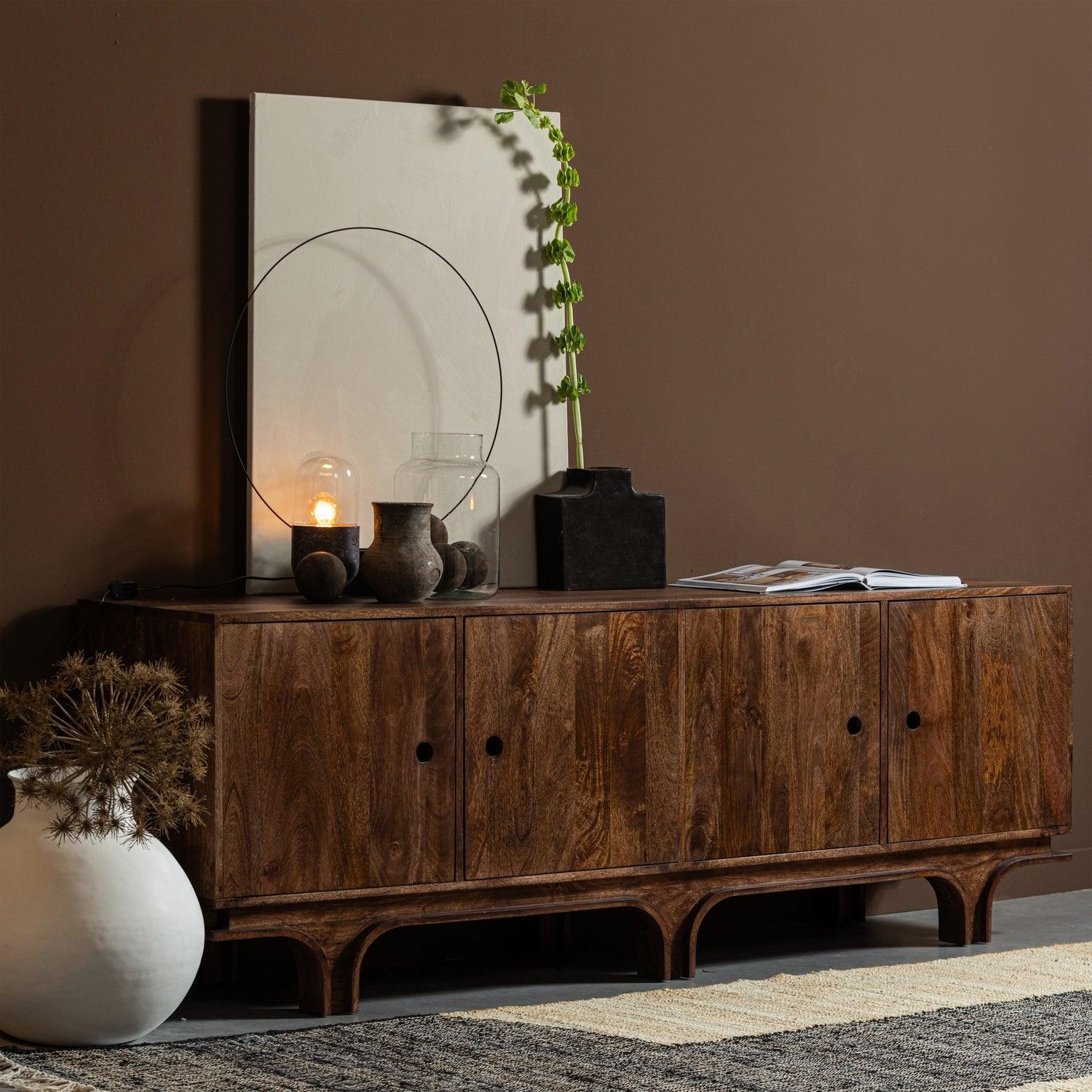 STAES SIDEBOARD 4-DOORS MANGO WOOD WALNUT - PARIS14A.RO