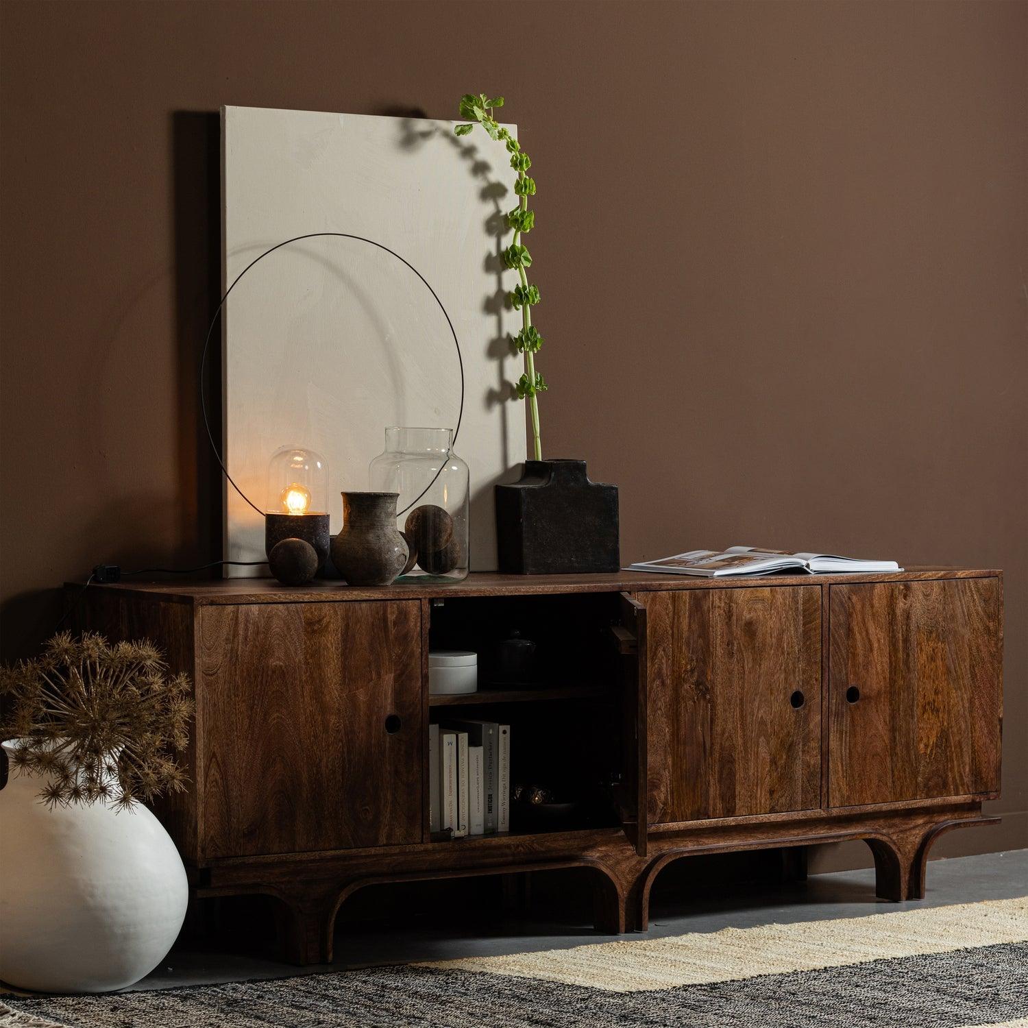 STAES SIDEBOARD 4-DOORS MANGO WOOD WALNUT - PARIS14A.RO