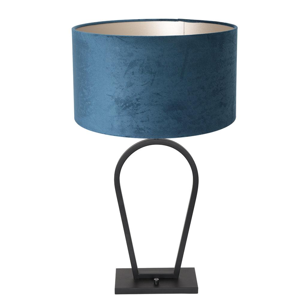Lampă de masă Stang 3510ZW Negru + Abajur de catifea albastră - PARIS14A.RO