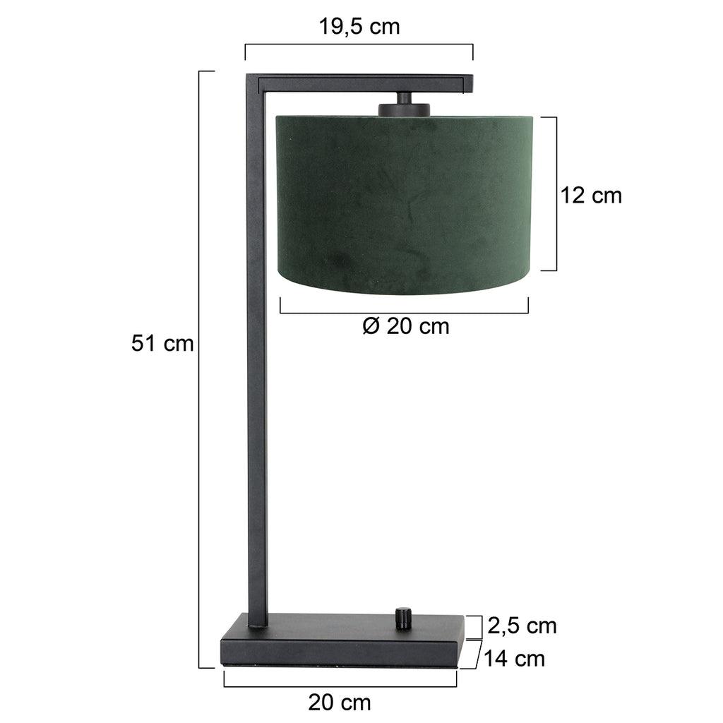 Lampă de masă Stang 7121ZW Negru + Abajur de catifea Verde - PARIS14A.RO