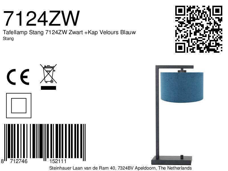 Lampă de masă Stang 7124ZW Negru + Abajur Velur Albastru - PARIS14A.RO
