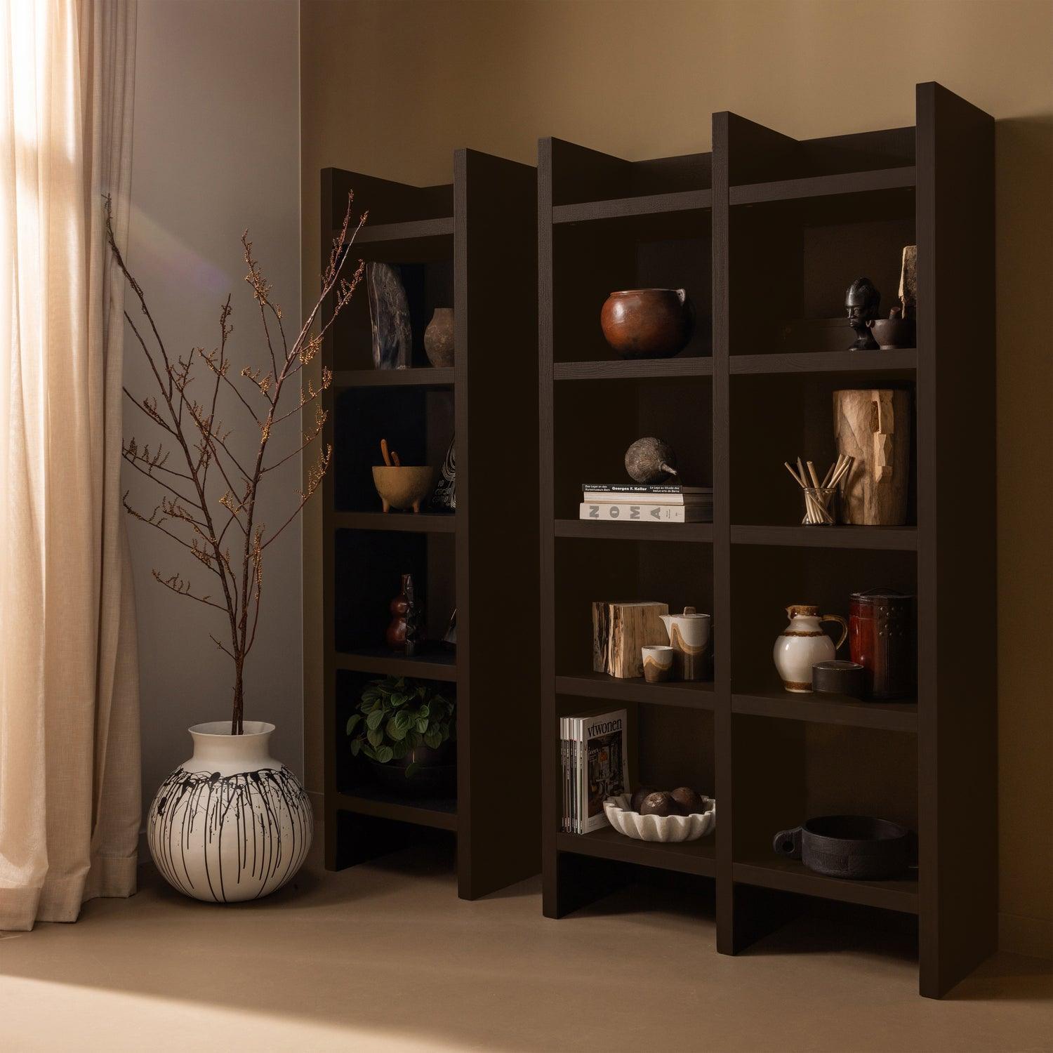 TIMO OPEN CABINET MDF DARK BROWN 195x100x40CM - PARIS14A.RO